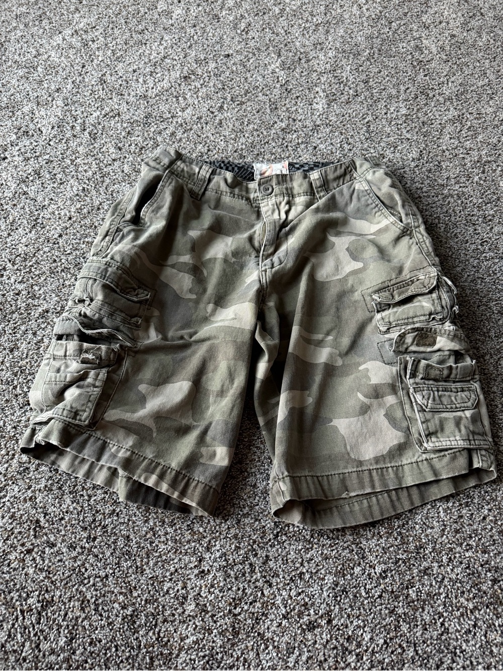 Vintage Y2K OP Ocean Pacific Camo Cargo Shorts Mens 34 Baggy Skater Utility